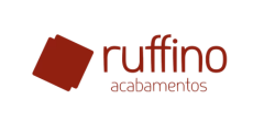 Ruffino Acabamentos logo with a red tilted square icon.